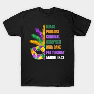 Fun Mardi Gras Beads Crawfish Parade T-Shirt